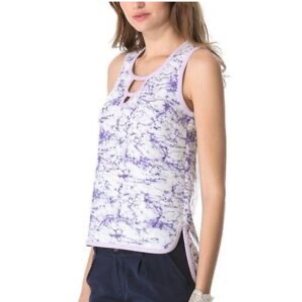 Diane Von Furstenberg Women’s 2 Laci River Batik Sequin Tank Hi Low Purple White